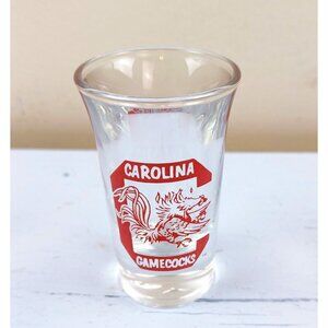 Vintage Carolina Gamecocks Shot Glass Red Clear NCAA College Barware USC